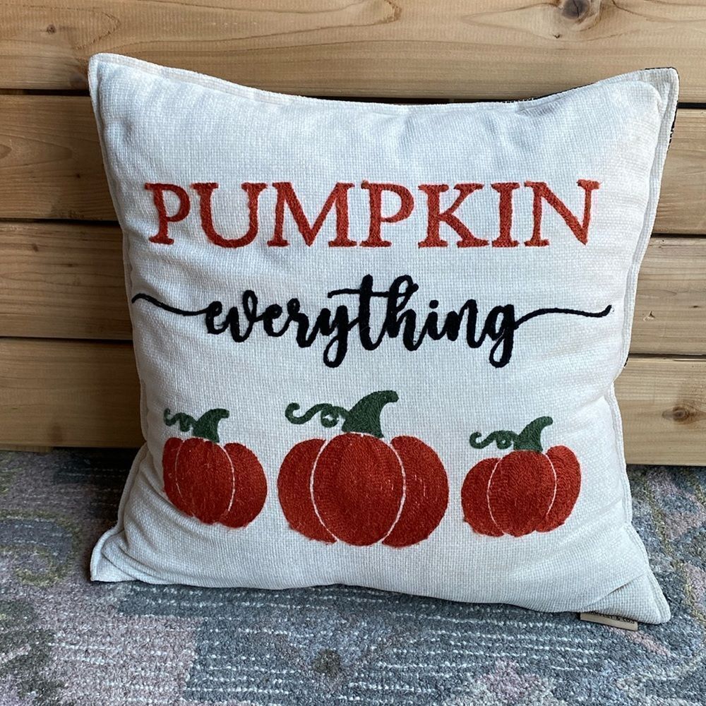 Harvest & Co Pumpkin Fall Buffalo Plaid Throw Pillow